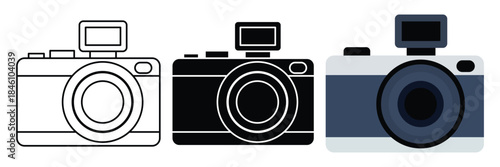 Camera Icon Set, Retro and Modern Photo Camera Symbols Isolated Vector Illustration.
