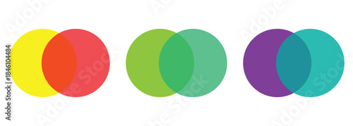  Intersecting two colored circles icon vector. overlapping circles venn diagram for math lesson. venn diagram chart vector. vector illustration