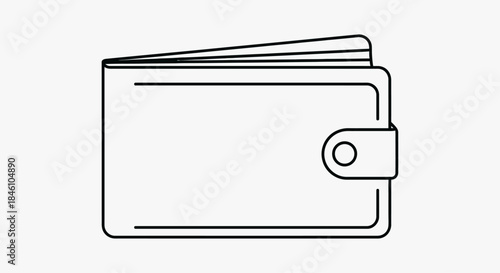 Simple Line Drawing of a Wallet with a Snap Button Closure for Financial Access and Personal