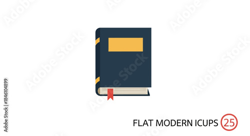 Simple modern flat design illustration of a closed book with a bookmark isolated on white background