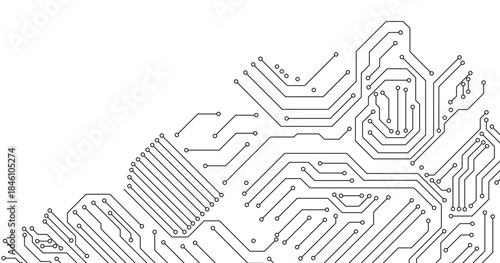 Technology black circuit on white background. illustration. 
