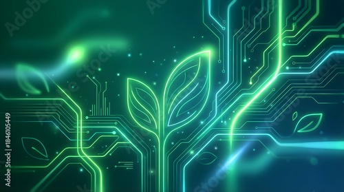 Green Technology Background with Digital Eco Energy and Innovation