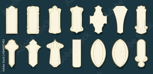 Collection of ornamental decorative frames and labels with elegant borders and antique design elements