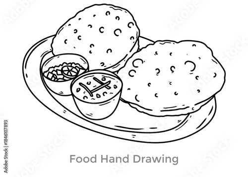 Hand-Drawn India Food Illustration: A simple yet elegant illustration of culinary delight. Capturing the essence of simplicity. 