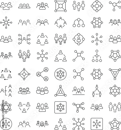 Bundle of Line Icons of Company and Staff. Editable Stroke. Minimalistic Linear Pictogram for Design of Cards, Apps, Banners, Posts