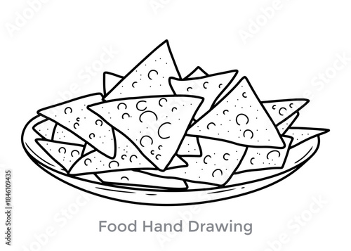 Delicious Nachos on a Plate: A plate brimming with crispy tortilla chips, a simple delight for snacking or sharing. Simple and delicious.