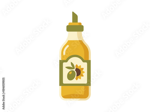 Bottle of Olive Oil with Label.