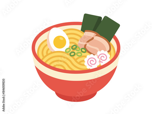 Bowl of Ramen with Egg and Meat.