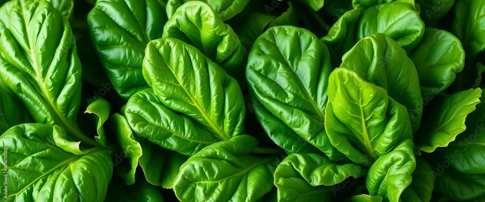 Fototapeta premium Vibrant green spinach leaves, fresh and healthy, texture, salad