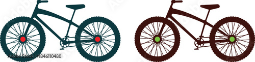 Two Flat Design Bicycles Illustration