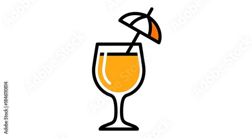 Vibrant Cocktail Illustration - Refreshing Drink with Umbrella Decoration.