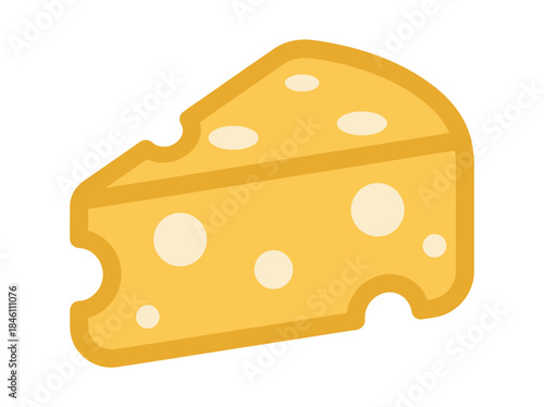 Yellow Cheese Wedge with Holes Illustration.
