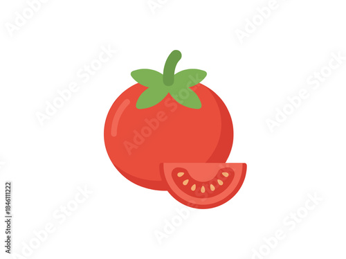 Tomato and Tomato Slice Illustration.