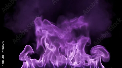 Abstract Purple Fire Flames Dancing in Darkness.