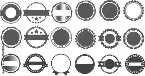Set of Blank Circular Badges and Vintage Style Labels