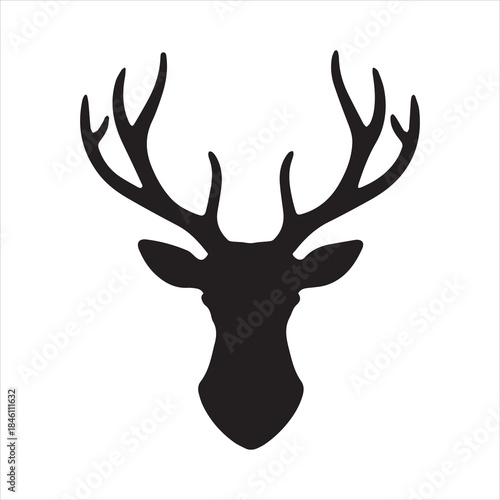 Silhouette of a deer head art on transparent background