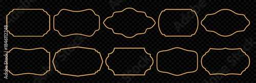 3D gold frame collection featuring square, rectangle, and circle borders. Vector premium luxury design elements perfect for Ramadan decorations, photo galleries, or elegant wall art displays