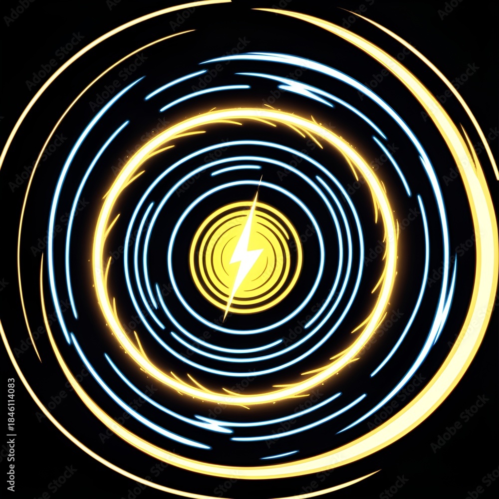 Fototapeta premium Dynamic energy vortex swirling with electric power and vibrant neon light trails, ideal for tech, innovation, and futuristic branding projects