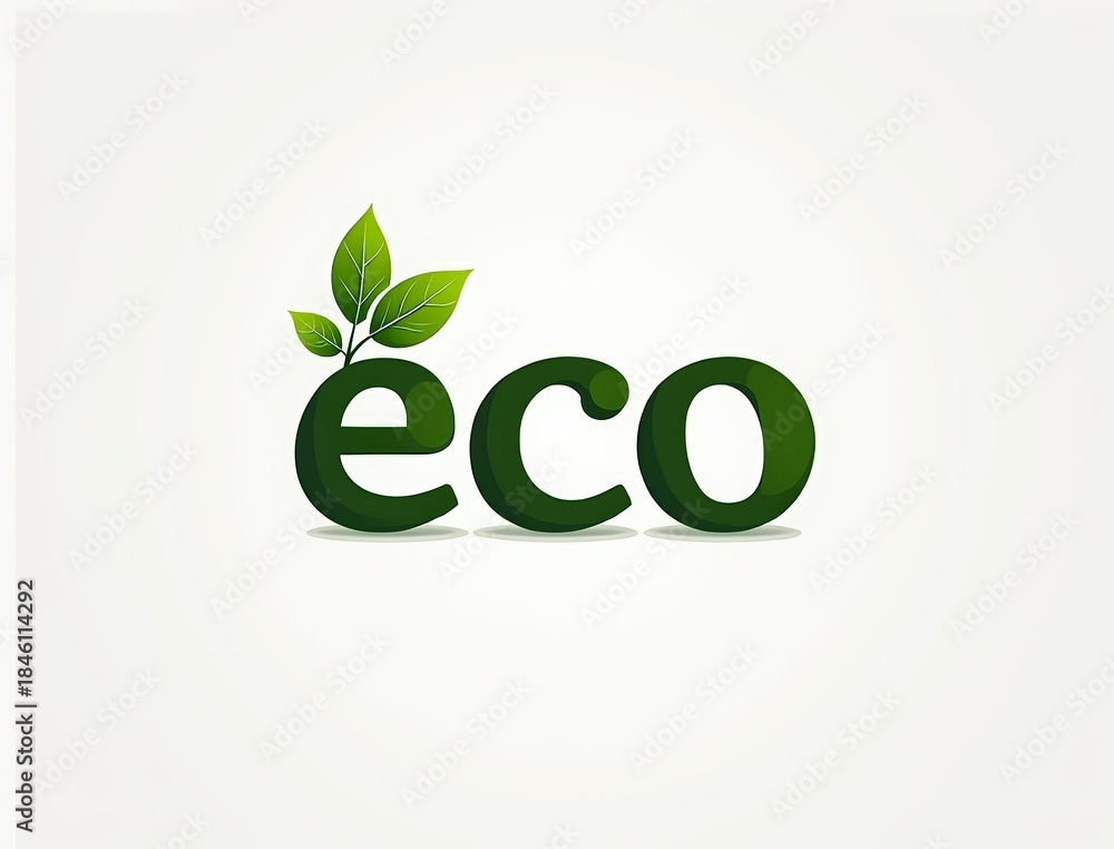 Fototapeta premium Green eco word symbol with growing leaves