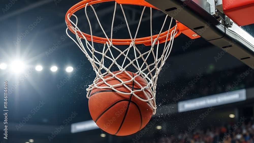 Fototapeta premium Dynamic Basketball Action Shot in Indoor Court Arena