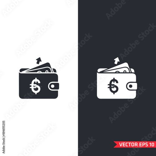 Digital Wallet with Euro Currency and Money Transfer Arrow for Financial Payment and Modern Banking Graphic Vector Illustration