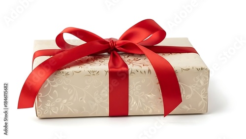 Elegant Gift Box with Red Ribbon Bow for Special Occasion