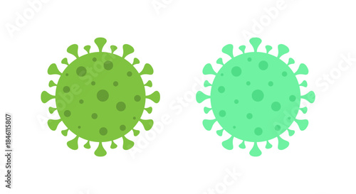 Green virus icon in flat design. Microorganism, infection, and disease symbol