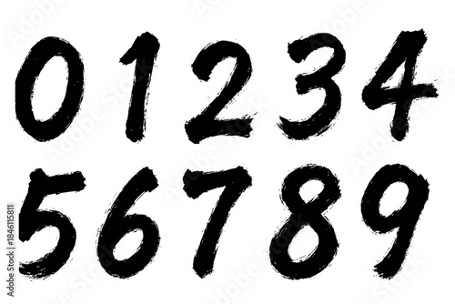 Dynamic Japanese brush calligraphy numbers with strong ink splash effect