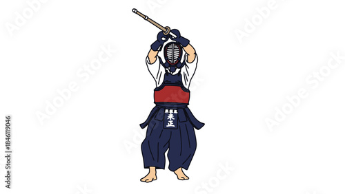 Traditional Warrior in Historical Costume Performing with a Sword