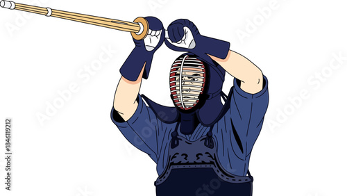 Traditional Samurai Warrior in Armor Wielding a Katana Sword