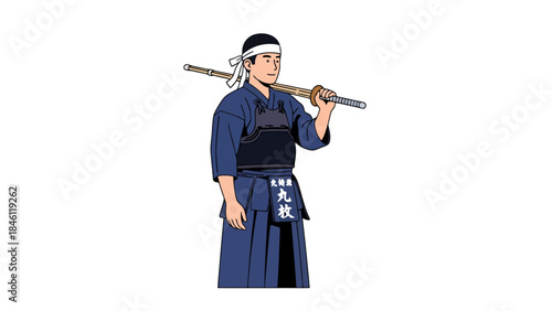 Traditional Japanese Samurai Warrior in Historic Armor