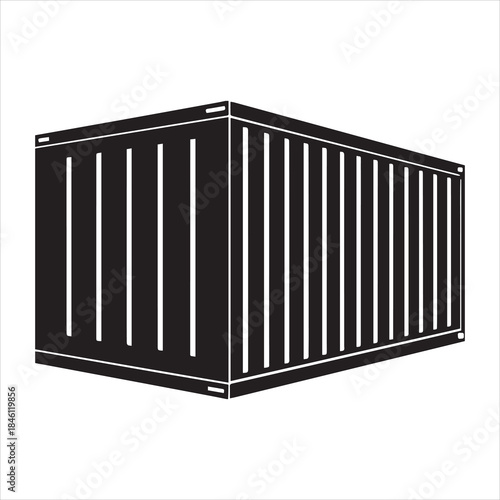shipping container icon vector silhouette on transparent background