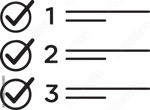 Checkmarks and lines on a form for marking correct answers isolated on