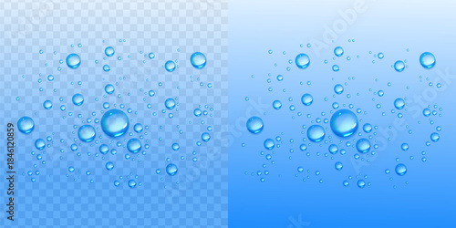 Realistic Water Drop Background with Transparent Droplets, Moisture Condensation, Splash Texture, Dew and Raindrop Effect for Clean Liquid Design