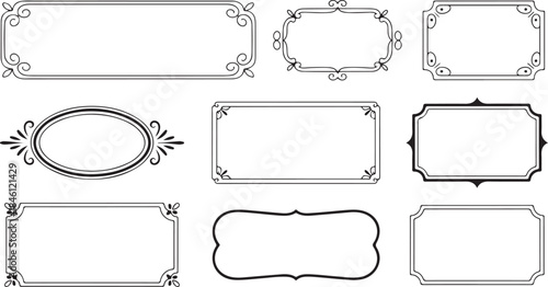 A diverse set of elegant black and white frames with decorative borders suitable for various designs