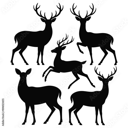 set of deer silhouettes