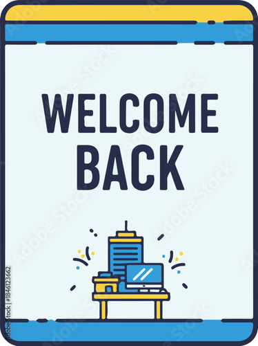 Warm welcome back illustration for a cheerful return to the workspace after the festive Christmas holiday break, signifying renewed energy and collaboration
