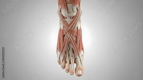 Fototapeta Naklejka Na Ścianę i Meble -  Detailed anatomy of the human foot muscles