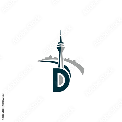 Sky Tower and Harbour Bridge Icon representing Auckland's iconic landmarks and urban landscape