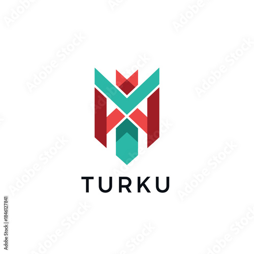 Modern Abstract Geometric Crest Logo Design for TURKU City with Clean Typography
