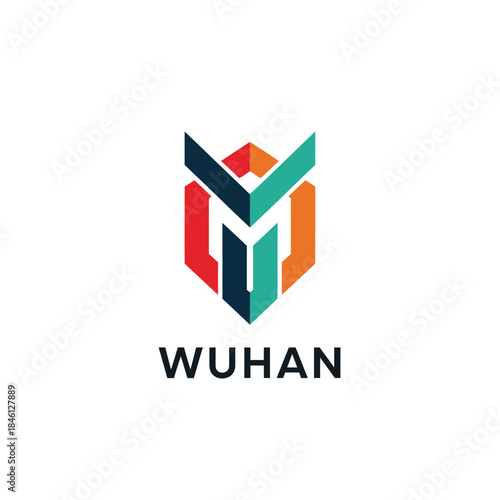 Wuhan City Logo with Geometric Design and Bold Typography for Digital and Print Media