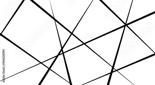 Abstract white background with random black lines, abstract background with lines. Dynamic shapes composition with lines.