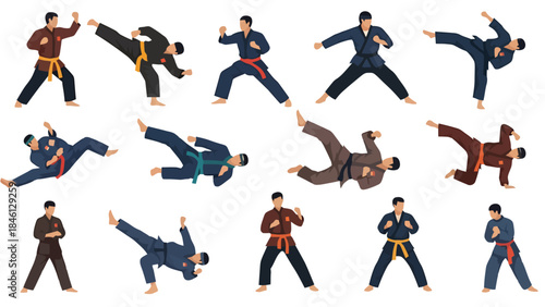 Dynamic Collection of Business Professionals Performing Various Action Poses