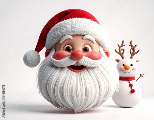 santa claus face icon 3D
