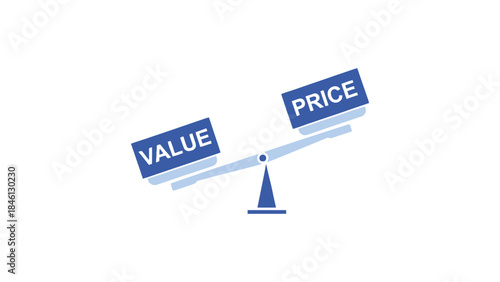 A balance scale shows that the price is heavier than the value.