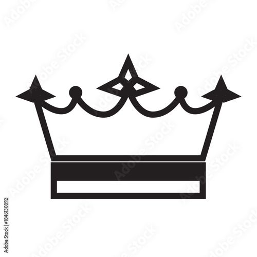 Highly stylized crown icon worn by monarchs as a symbol of their power, authority, dignity, and legitimacy. Adorned with jewels, pearls, and enamel, related to royalty, achievement, superior quality