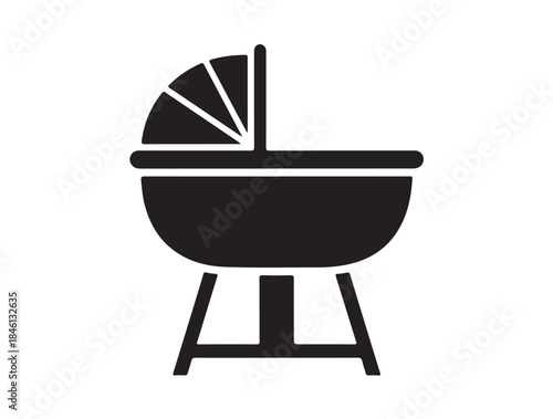 Bassinet Cradle icon silhouette white background.