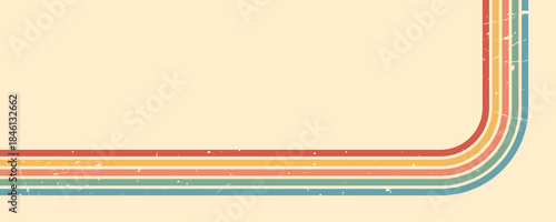Groovy 70s retro art. Vintage rainbow stripes and abstract waves. Colorful graphic design or wallpaper. Vector illustration.