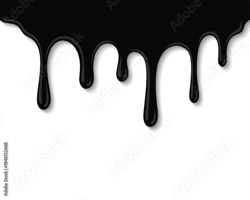 Black Liquid Dripping Down on White Background paint