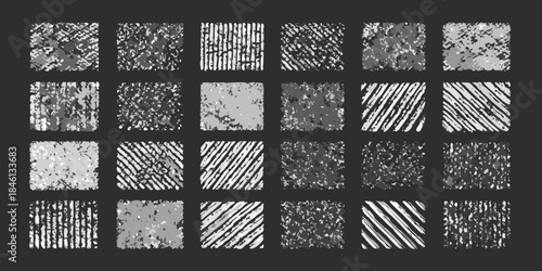 A grid of twenty five square textures with varying line patterns and densities